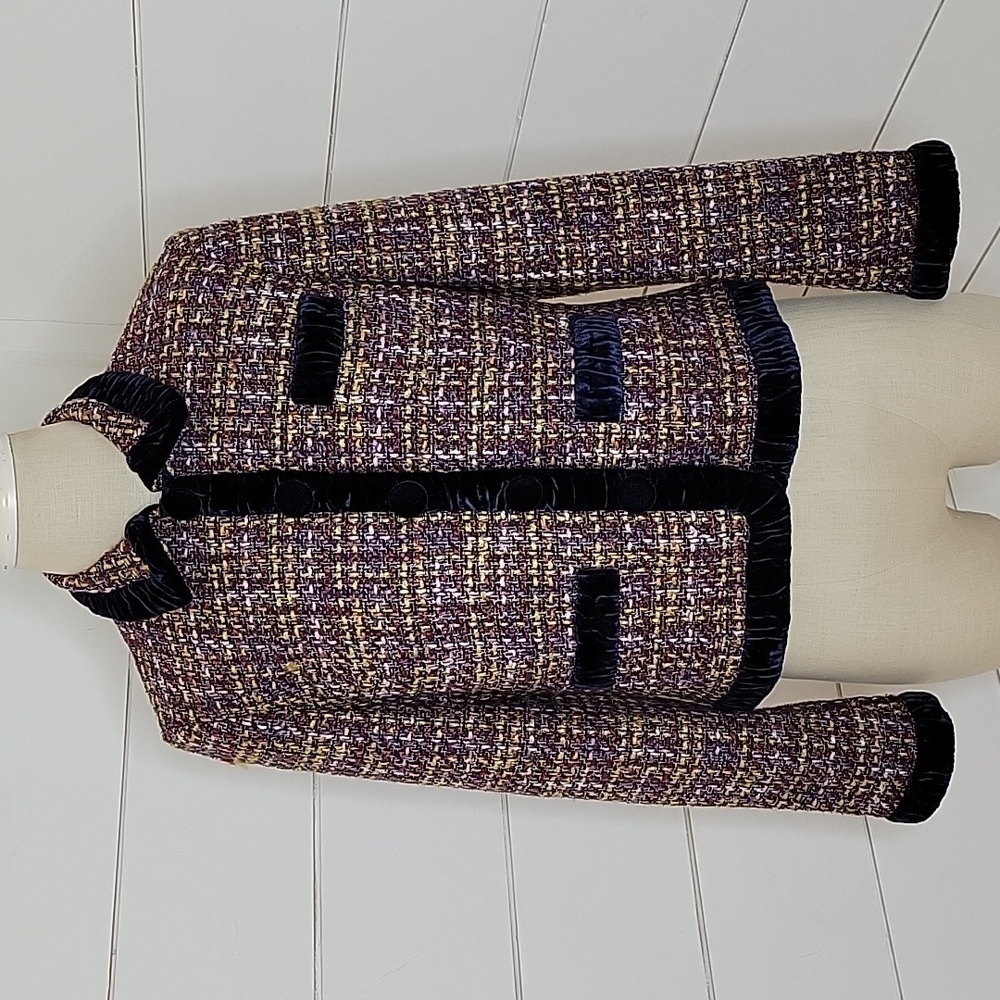 MAC & JAC size 8 tweed and velvet jacket